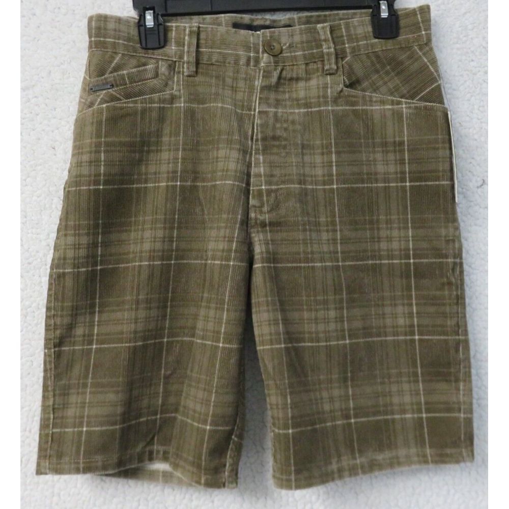 Mens Element‎ Shorts Size 30 New Brown Plaid Corduroy Cotton Blend Skateboarding